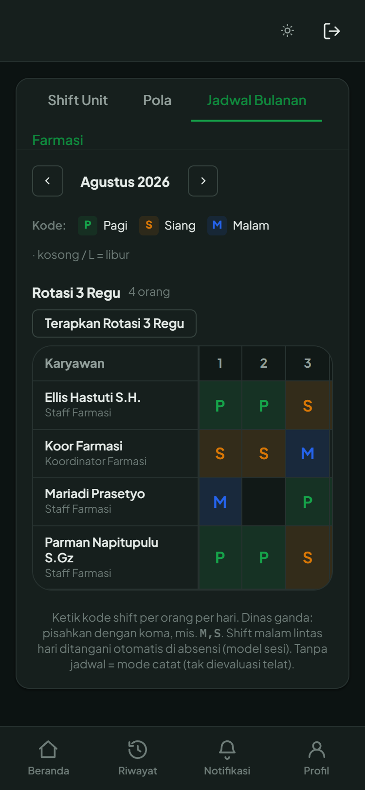 Di HP: hanya sekitar 3 tanggal yang muat, sisanya harus digeser